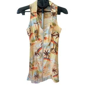 Urban Outfitters Freya Tropical Linen Collared Zip-Up Mini Dress XS